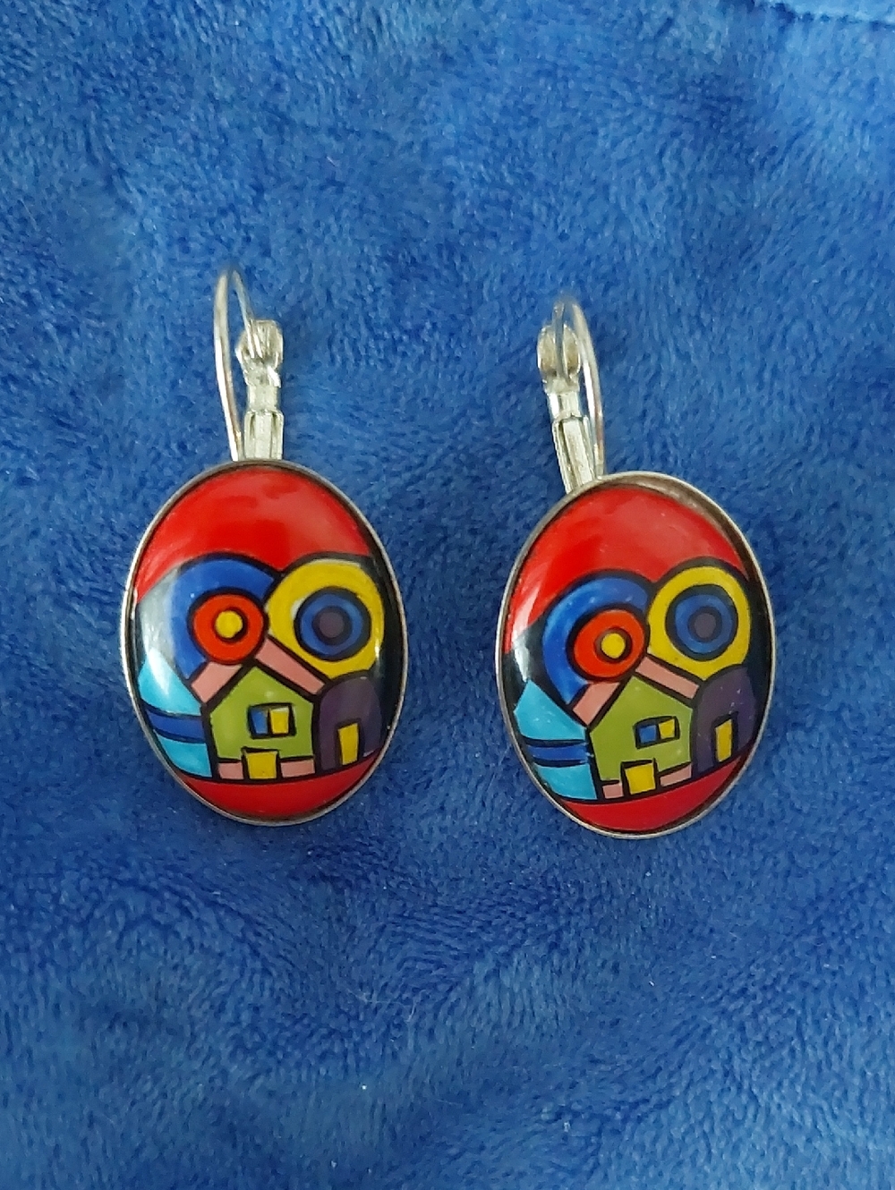 ENAMEL EARRINGS Colorful Abstract Design